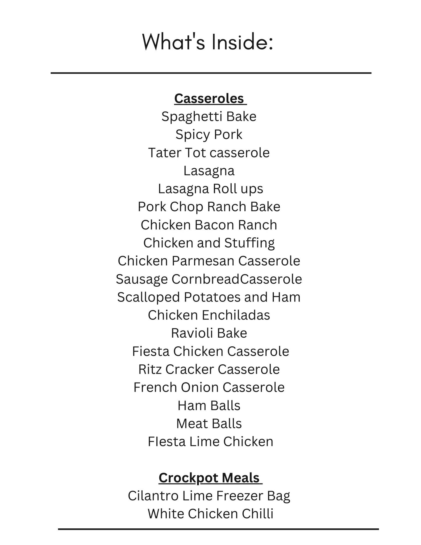 Field Menu Guide